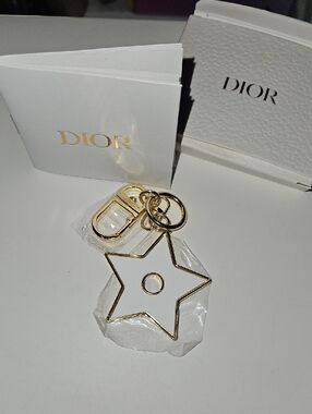 Dior Gold Star Keyring with Clear Acrylic Star